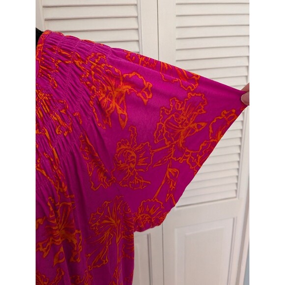 Style & Co Top Womens 2X Fuchsia Pink Orange Vacay Stretch Resort Beach Blouse - Picture 4 of 11
